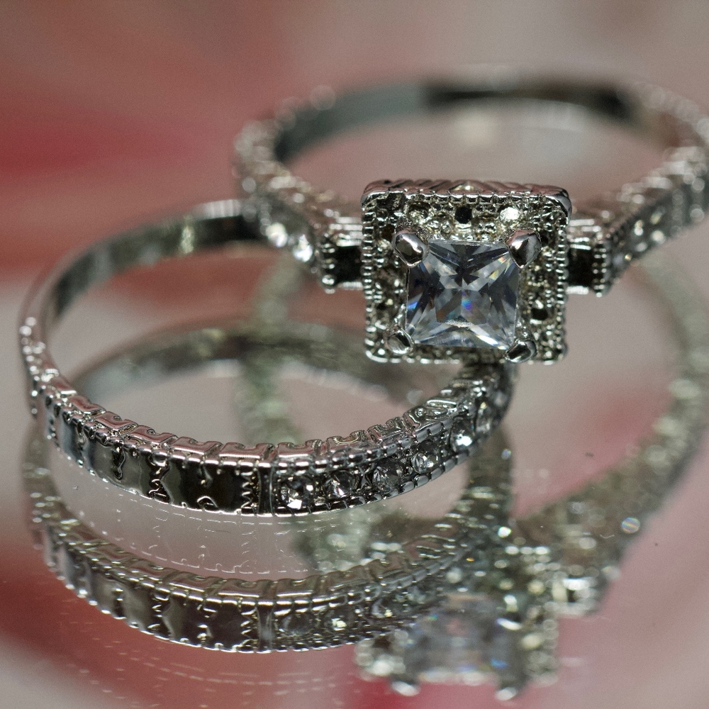 Jenna Jameson Silver Square-Cut Ring Duo